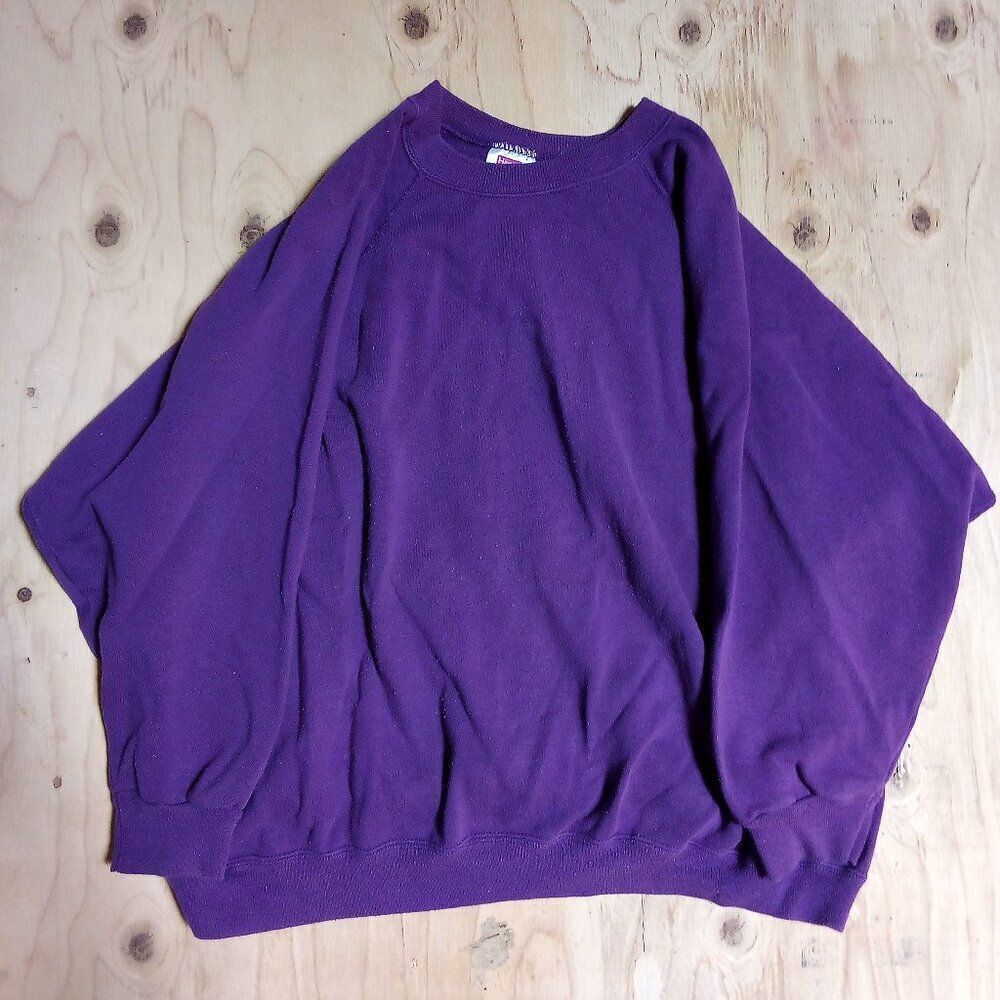 Vintage Hanes Blank Crewneck Sweatshirt Purple Women - Picture 2 of 5